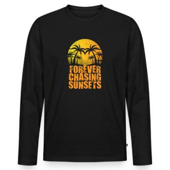 Forever Chasing Sunsets Retro Summer Vacation - Men's Premium Organic Long Sleeve Shirt - black - Front - Nico (187cm)