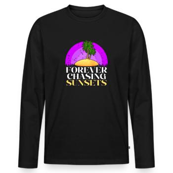 Forever Chasing Sunsets Retro Summer Vacation - Men's Premium Organic Long Sleeve Shirt - black - Front - Nico (187cm)