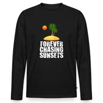 Forever Chasing Sunsets Retro Summer Vacation - Men's Premium Organic Long Sleeve Shirt - black - Front - Nico (187cm)