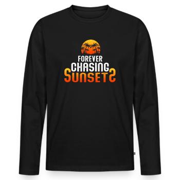 Forever Chasing Sunsets Retro Summer Vacation - Men's Premium Organic Long Sleeve Shirt - black - Front - Nico (187cm)