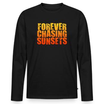 Forever Chasing Sunsets Retro Summer Vacation - Men's Premium Organic Long Sleeve Shirt - black - Front - Nico (187cm)