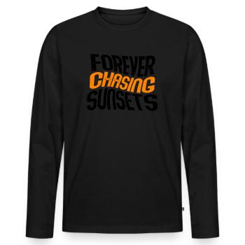 Forever Chasing Sunsets Retro Summer Vacation - Men's Premium Organic Long Sleeve Shirt - black - Front - Nico (187cm)