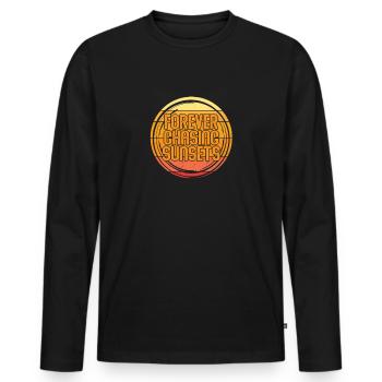 Forever Chasing Sunsets Retro Summer Vacation - Men's Premium Organic Long Sleeve Shirt - black - Front - Nico (187cm)