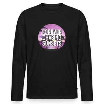 Forever Chasing Sunsets Retro Summer Vacation - Men's Premium Organic Long Sleeve Shirt - black - Front - Nico (187cm)