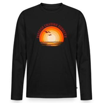 Forever Chasing Sunsets Retro Summer Vacation - Men's Premium Organic Long Sleeve Shirt - black - Front - Nico (187cm)