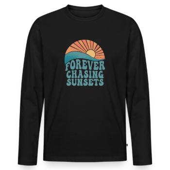 Forever Chasing Sunsets Retro Summer Vacation - Men's Premium Organic Long Sleeve Shirt - black - Front - Nico (187cm)