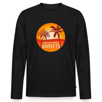 Forever Chasing Sunsets Retro Summer Vacation - Men's Premium Organic Long Sleeve Shirt - black - Front - Nico (187cm)