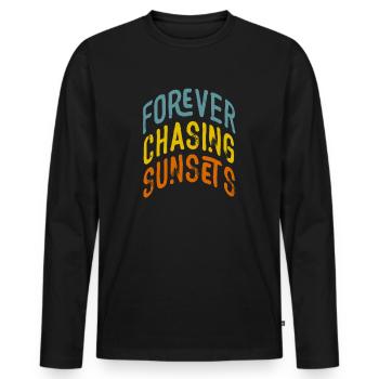 Forever Chasing Sunsets Retro Summer Vacation - Men's Premium Organic Long Sleeve Shirt - black - Front - Nico (187cm)