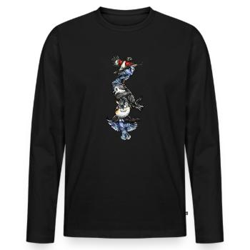 Bird Watching Birder Ornithologist Bird Lover - Men's Premium Organic Long Sleeve Shirt - black - Front - Nico (187cm)