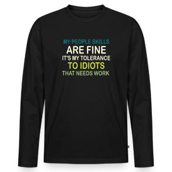 Mes compétences relationnelles sont très bien - T-shirt manches longues Premium bio Homme - noir - Devant - Nico (187cm)