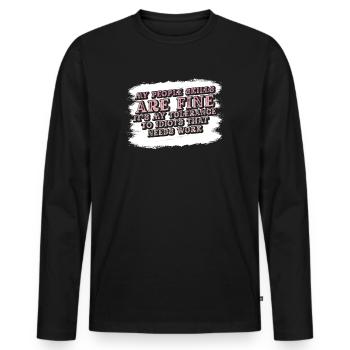 Meine sozialen Fähigkeiten sind in Ordnung - Männer Premium Bio Langarmshirt - Schwarz - Vorne - Nico (187cm)