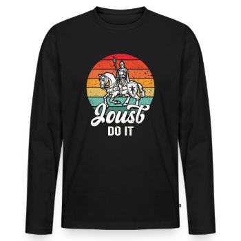 Joute Chevalier Médiéval Renaissance Chevaliers Armure - T-shirt manches longues Premium bio Homme - noir - Devant - Nico (187cm)