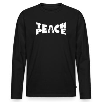 Teach Peace Word Game Groovy Hippie Teacher - Männer Premium Bio Langarmshirt - Schwarz - Vorne - Nico (187cm)
