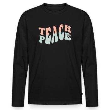 Teach Peace Word Game Groovy Hippie Teacher - Männer Premium Bio Langarmshirt - Schwarz - Vorne - Nico (187cm)