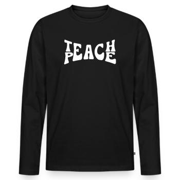 Enseigner la paix Jeu de mots Groovy Hippie Enseignant - T-shirt manches longues Premium bio Homme - noir - Devant - Nico (187cm)
