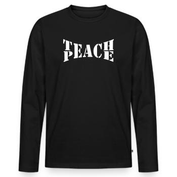 Enseigner la paix Jeu de mots Groovy Hippie Enseignant - T-shirt manches longues Premium bio Homme - noir - Devant - Nico (187cm)