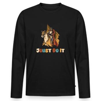 Ritter Mittelalterliche Renaissance-Ritterrüstung - Männer Premium Bio Langarmshirt - Schwarz - Vorne - Nico (187cm)