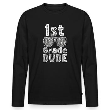 Professeur de maternelle Drôle Étudiant 1er Diplôme - T-shirt manches longues Premium bio Homme - noir - Devant - Nico (187cm)