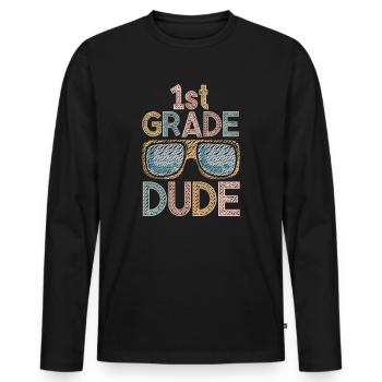 Professeur de maternelle Drôle Étudiant 1er Diplôme - T-shirt manches longues Premium bio Homme - noir - Devant - Nico (187cm)