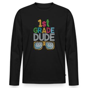 Professeur de maternelle Drôle Étudiant 1er Diplôme - T-shirt manches longues Premium bio Homme - noir - Devant - Nico (187cm)