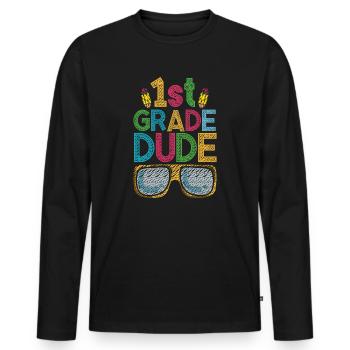 Professeur de maternelle Drôle Étudiant 1er Diplôme - T-shirt manches longues Premium bio Homme - noir - Devant - Nico (187cm)
