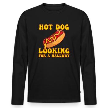 Hot Dog Looking For A Hallway - Men's Premium Organic Long Sleeve Shirt - black - Front - Nico (187cm)