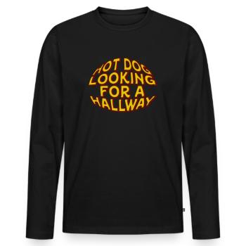 Hot Dog auf der Suche nach einem Flur - Männer Premium Bio Langarmshirt - Schwarz - Vorne - Nico (187cm)