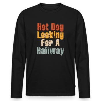 Hot Dog Looking For A Hallway - Men's Premium Organic Long Sleeve Shirt - black - Front - Nico (187cm)