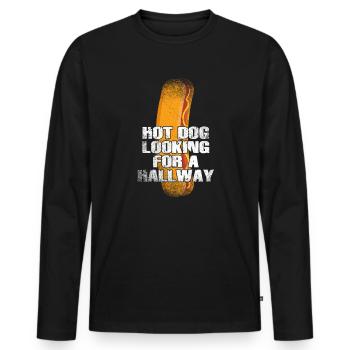 Hot Dog Looking For A Hallway - Men's Premium Organic Long Sleeve Shirt - black - Front - Nico (187cm)