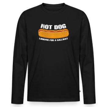 Hot Dog Looking For A Hallway - Men's Premium Organic Long Sleeve Shirt - black - Front - Nico (187cm)