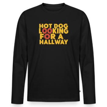Hot Dog Looking For A Hallway - Men's Premium Organic Long Sleeve Shirt - black - Front - Nico (187cm)