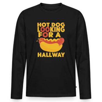 Hot Dog Looking For A Hallway - Men's Premium Organic Long Sleeve Shirt - black - Front - Nico (187cm)