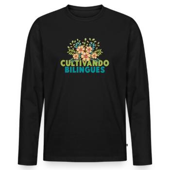 Cultivando Bilingües Spanish Teacher Apparel - Men's Premium Organic Long Sleeve Shirt - black - Front - Nico (187cm)