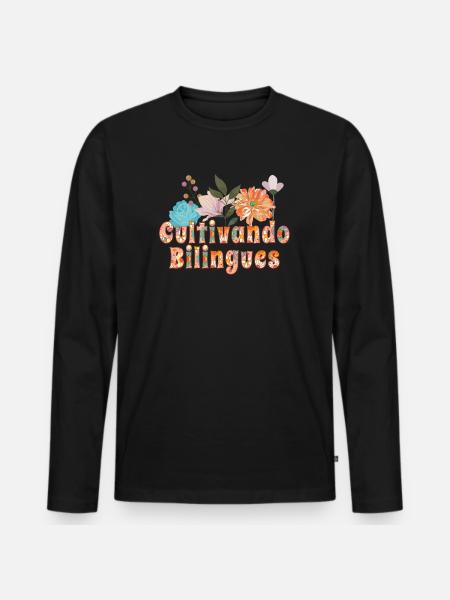 Cultivando Bilingües Spanish Teacher Apparel - Men's Premium Organic Long Sleeve Shirt - black