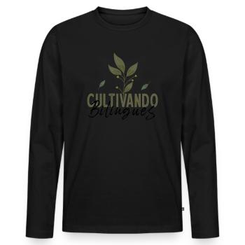 Cultivando Bilingües Spanish Teacher Apparel - Men's Premium Organic Long Sleeve Shirt - black - Front - Nico (187cm)