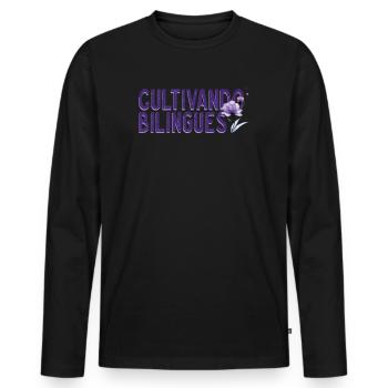Cultivando Bilingües Spanish Teacher Apparel - Men's Premium Organic Long Sleeve Shirt - black - Front - Nico (187cm)