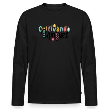 Cultivando Bilingües Spanischlehrer Bekleidung - Männer Premium Bio Langarmshirt - Schwarz - Vorne - Nico (187cm)