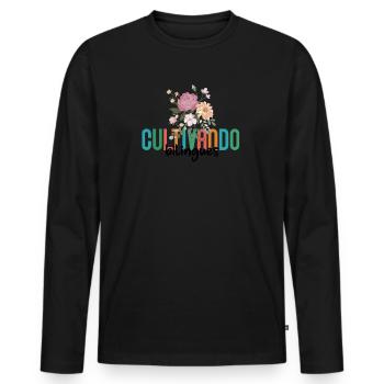 Cultivando Bilingües Spanish Teacher Apparel - Men's Premium Organic Long Sleeve Shirt - black - Front - Nico (187cm)