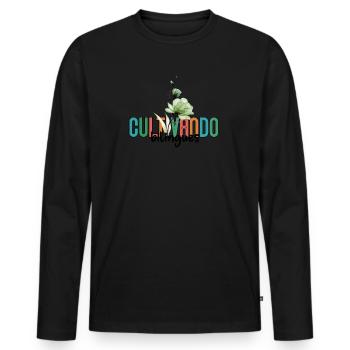 Cultivando Bilingües Spanish Teacher Apparel - Men's Premium Organic Long Sleeve Shirt - black - Front - Nico (187cm)