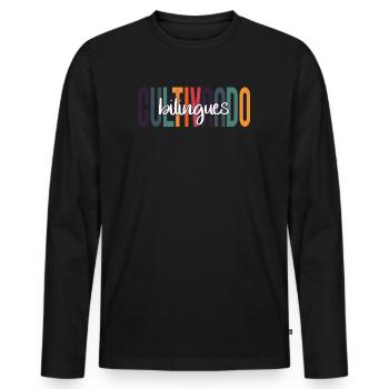 Cultivando Bilingües Spanish Teacher Apparel - Men's Premium Organic Long Sleeve Shirt - black - Front - Nico (187cm)