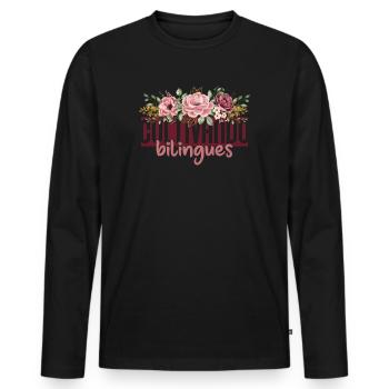 Cultivando Bilingües Spanischlehrer Bekleidung - Männer Premium Bio Langarmshirt - Schwarz - Vorne - Nico (187cm)