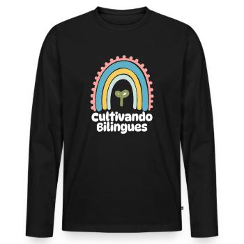 Cultivando Bilingües Spanish Teacher Apparel - Men's Premium Organic Long Sleeve Shirt - black - Front - Nico (187cm)
