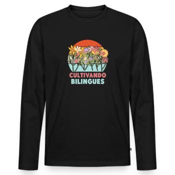 Cultivando Bilingües Spanish Teacher Apparel - Men's Premium Organic Long Sleeve Shirt - black - Front - Nico (187cm)