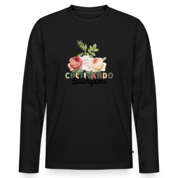 Cultivando Bilingües Spanish Teacher Apparel - Men's Premium Organic Long Sleeve Shirt - black - Front - Nico (187cm)
