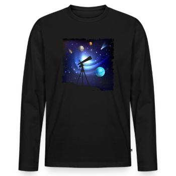 Space Photography Stargazing Telescope Astronomy - Men's Premium Organic Long Sleeve Shirt - black - Front - Nico (187cm)