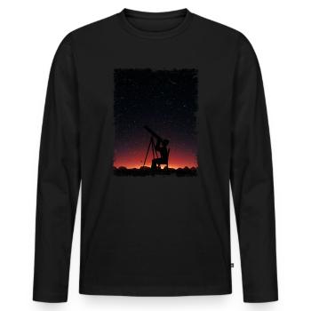 Photographie spatiale Télescope d’observation des étoiles Astronomie - T-shirt manches longues Premium bio Homme - noir - Devant - Nico (187cm)