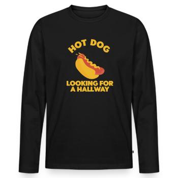 Hot Dog Looking For A Hallway - Men's Premium Organic Long Sleeve Shirt - black - Front - Nico (187cm)