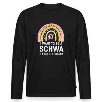 Ich will ein Schwa sein, der nie gestresst ist - Männer Premium Bio Langarmshirt - Schwarz - Vorne - Nico (187cm)