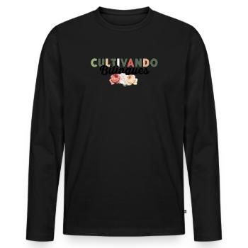 Cultivando Bilingües Spanischlehrer Bekleidung - Männer Premium Bio Langarmshirt - Schwarz - Vorne - Nico (187cm)