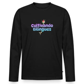 Cultivando Bilingües Spanish Teacher Apparel - Men's Premium Organic Long Sleeve Shirt - black - Front - Nico (187cm)